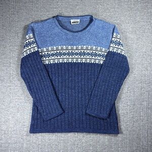 Vintage Fair Isle Sweater Women’s Small Blue Snowflake Adele Knitwear USA 90s
